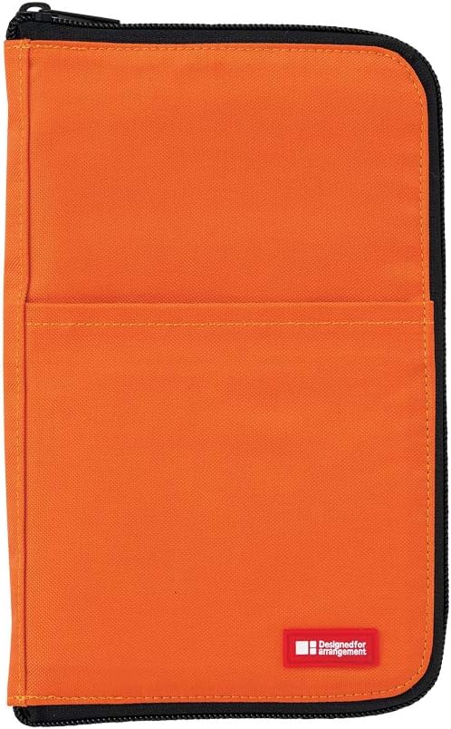 LIHIT LAB Slim Pen/Pencil Pouch, Wide, 0.7 ?� 5.5 ?� 8.5 Inches, Orange (A7653-4)