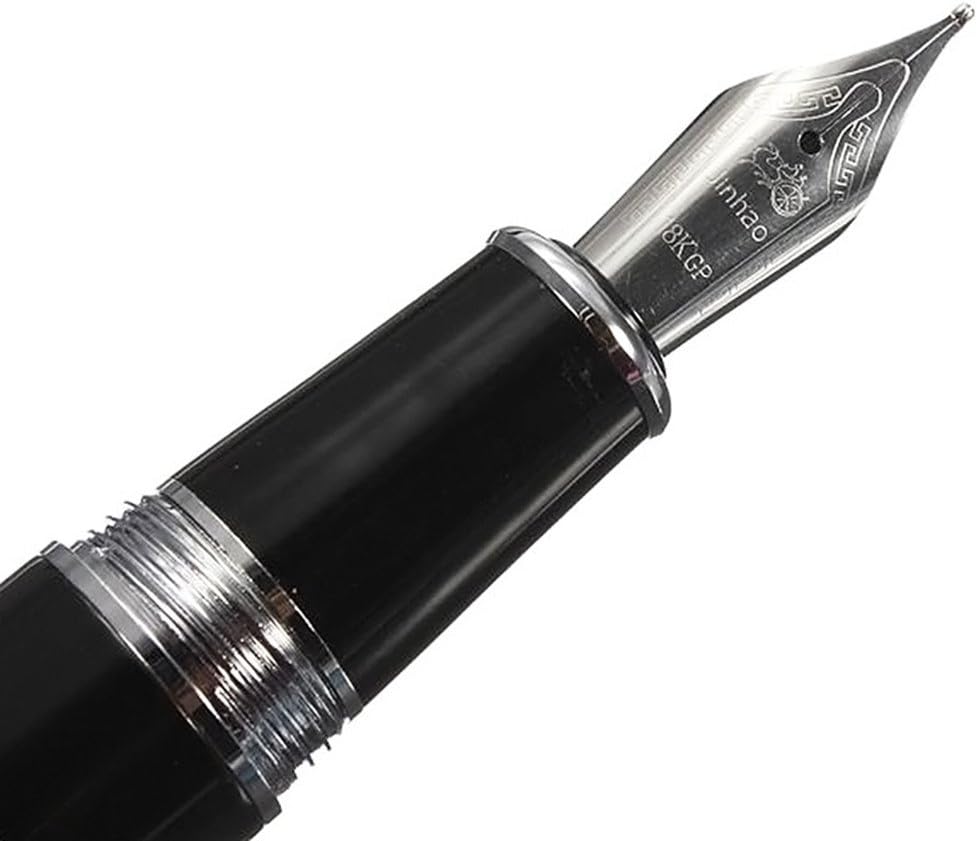JINHAO Advanced Fountain Pen 159 Black Bright with Silver Broad Nib writing sample