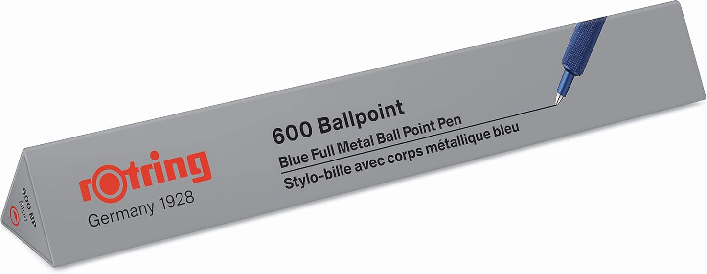 rOtring 600 Ballpoint Pen, Medium Point, Black Ink, Blue Barrel, Refillable