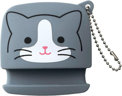 LIHIT LAB PuniLabo Cell Phone Stand w/ Earphone Holder, 3.1" ?�" 1.2", Gray Cat (A7713-4)