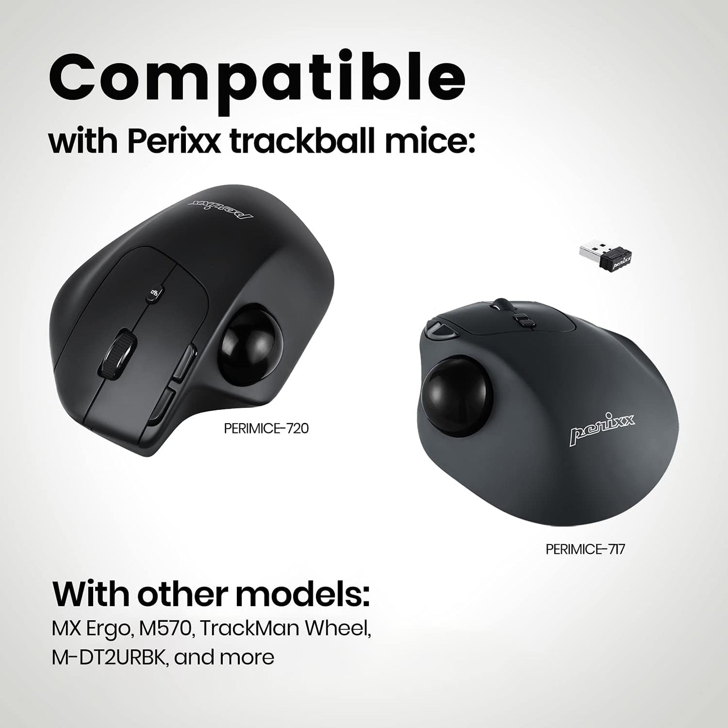 perixx PERIPRO-303GBK Small Trackball, 34mm Replacement Ball for PERIMICE-517/520/717/720 and M570, Glossy Black