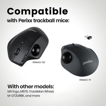 perixx PERIPRO-303GBK Small Trackball, 34mm Replacement Ball for PERIMICE-517/520/717/720 and M570, Glossy Black