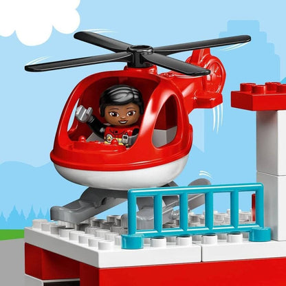 LEGO DUPLO Rescue Fire Station & Helicopter 10970 Building Toy; Playset with Fire Engine and Helicopter