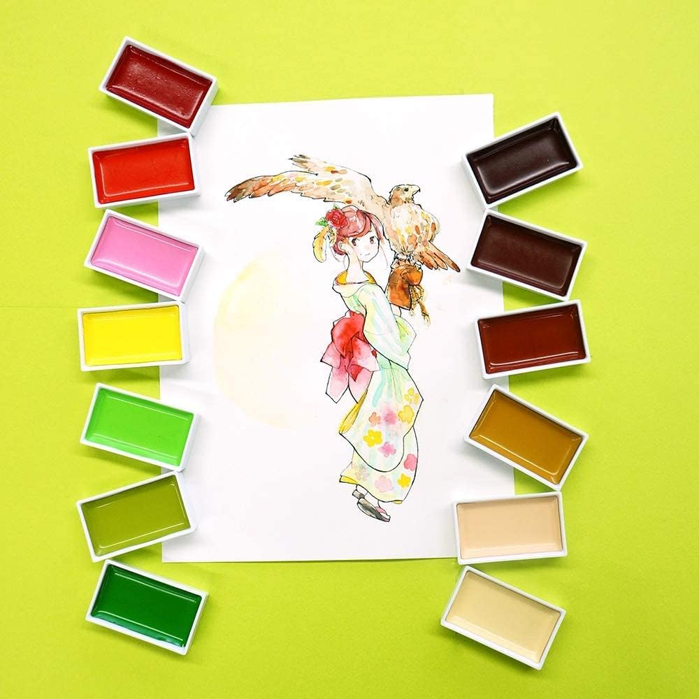 Kuretake GANSAI TAMBI Watercolor Paint Set 36 Colors, Professional-quality art supplies for artists adult painting sketching, Non-Toxic, Made in Japan