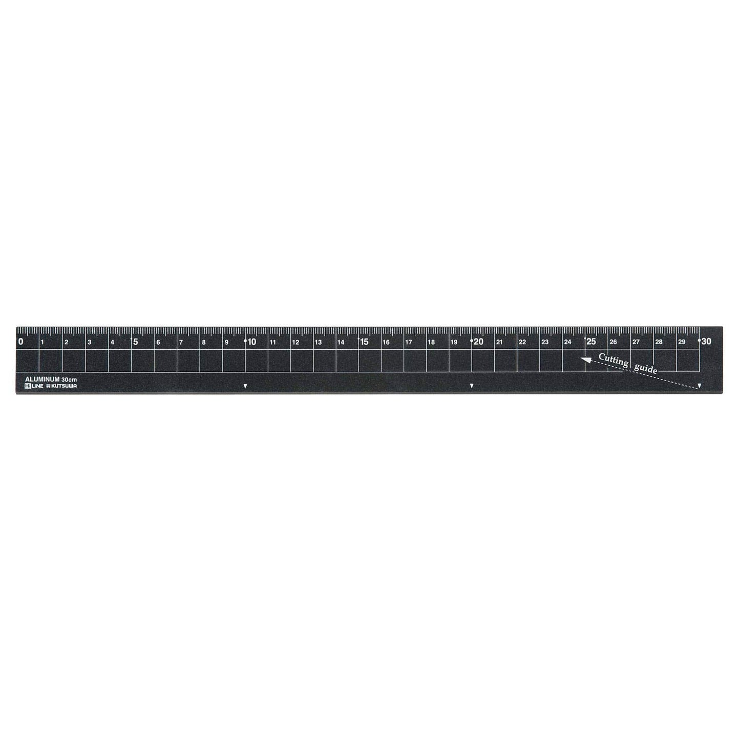 Kutsuwa XS30BK HiLiNE Aluminum Ruler, 11.8 inches (30 cm), Black