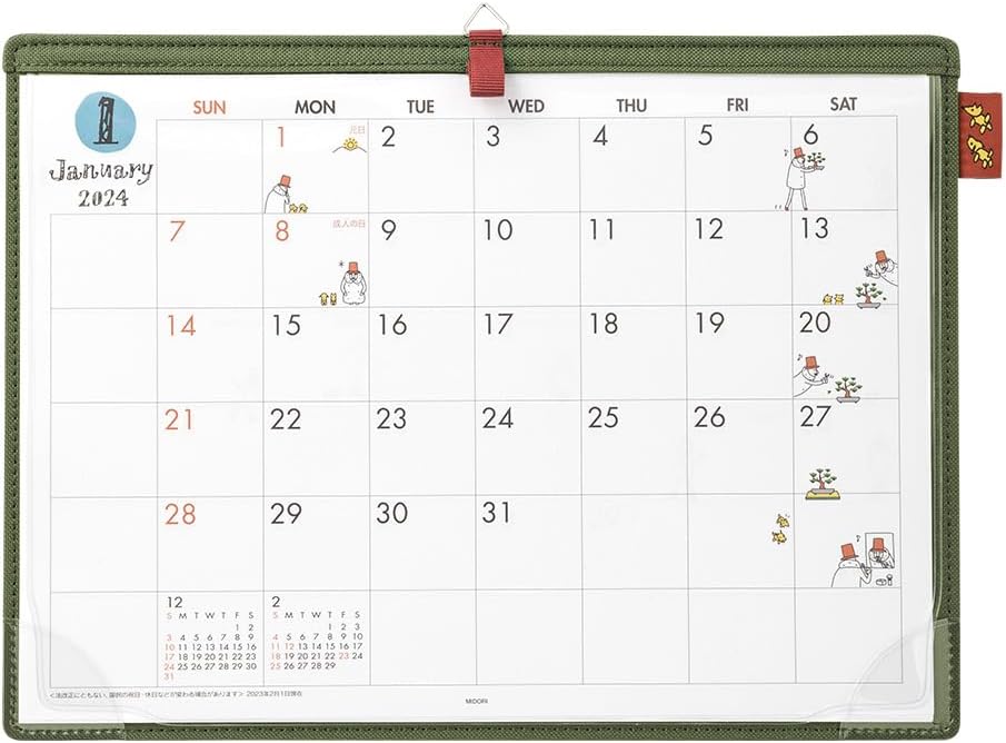 Midori 31282006 2024 Calendar, Tabletop Desk Calendar, A4, Ojisan Pattern