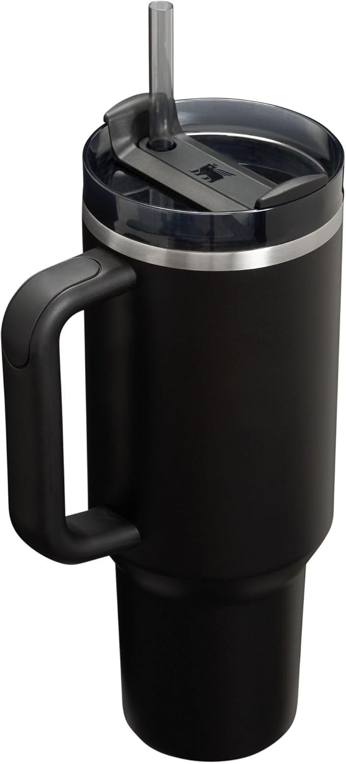 Stanley Quencher H2.0 Tumbler with Handle and Straw 40 oz | Flowstate 3-Position Lid | Cup Holder Compatible for Travel | Insulated Stainless Steel Cup | BPA-Free | Black 2.0