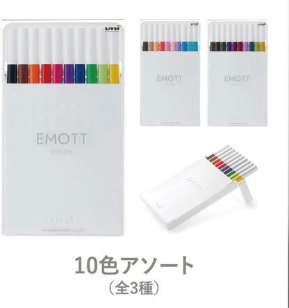 Uni EMOTT Fineliner Pen Set #2, 10-Colors