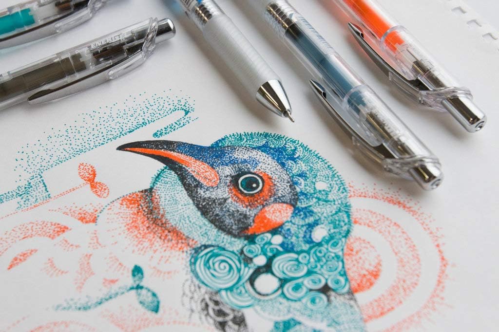 Pentel EnerGel Ink Ballpoint Pen, 0.02 inches (0.5 mm), 5 Colors