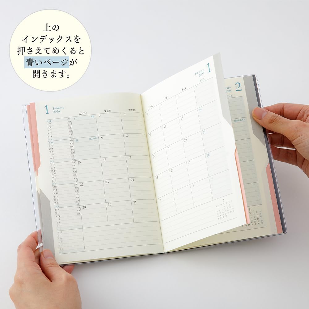 Midori 22262006 Double Schedule Notebook, 2024, B6, Monthly, Black (Starts October 2023) (beige)