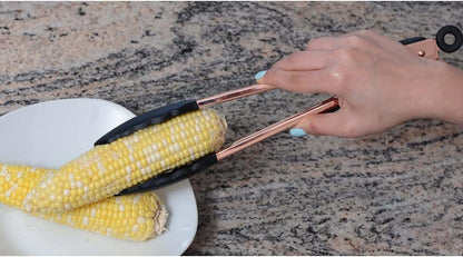 COOK WITH COLOR Stainless Steel Silicone Tipped Kitchen & BBQ Tongs Set, 2 Pc Tongs, Black