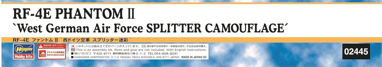 Hasegawa 2445 1/72 RF-4E Phantom II, Federal Air Force, Splitter T Model Kit, Multi-Colour