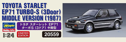 Hasegawa 20559 1/24 Toyota Starlet EP71 Turbo S (3-Door), Mid-Term Model, Plastic Model
