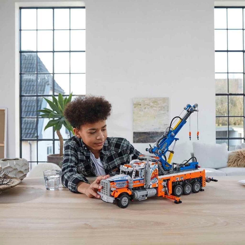 LEGO 42128 Technic Heavy-Duty Tow Truck with Crane Toy for Boys & Girls with Mechanical Functions, Model Building Set, Engineering for Kids Series