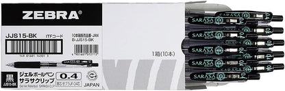 ZEBRA B-JJS15-BK Gel Ballpoint Pen, Sarasa Clip, 0.4, Black, 10 Pieces