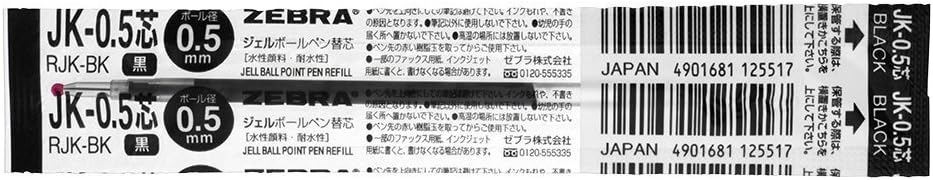 ZEBRA Refill for Ballpoint Pen/Black JK-0.5mm [RJK-BK] Set of 10 pieces (Japan Import)