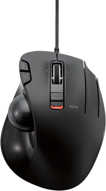 ELECOM EX-G Wired Trackball Mouse, Ergonomic, Thumb Control, Smooth Tracking Roller Ball, 6 Programmable Buttons, Tilt Scroll Computer Mice for PC Mac
