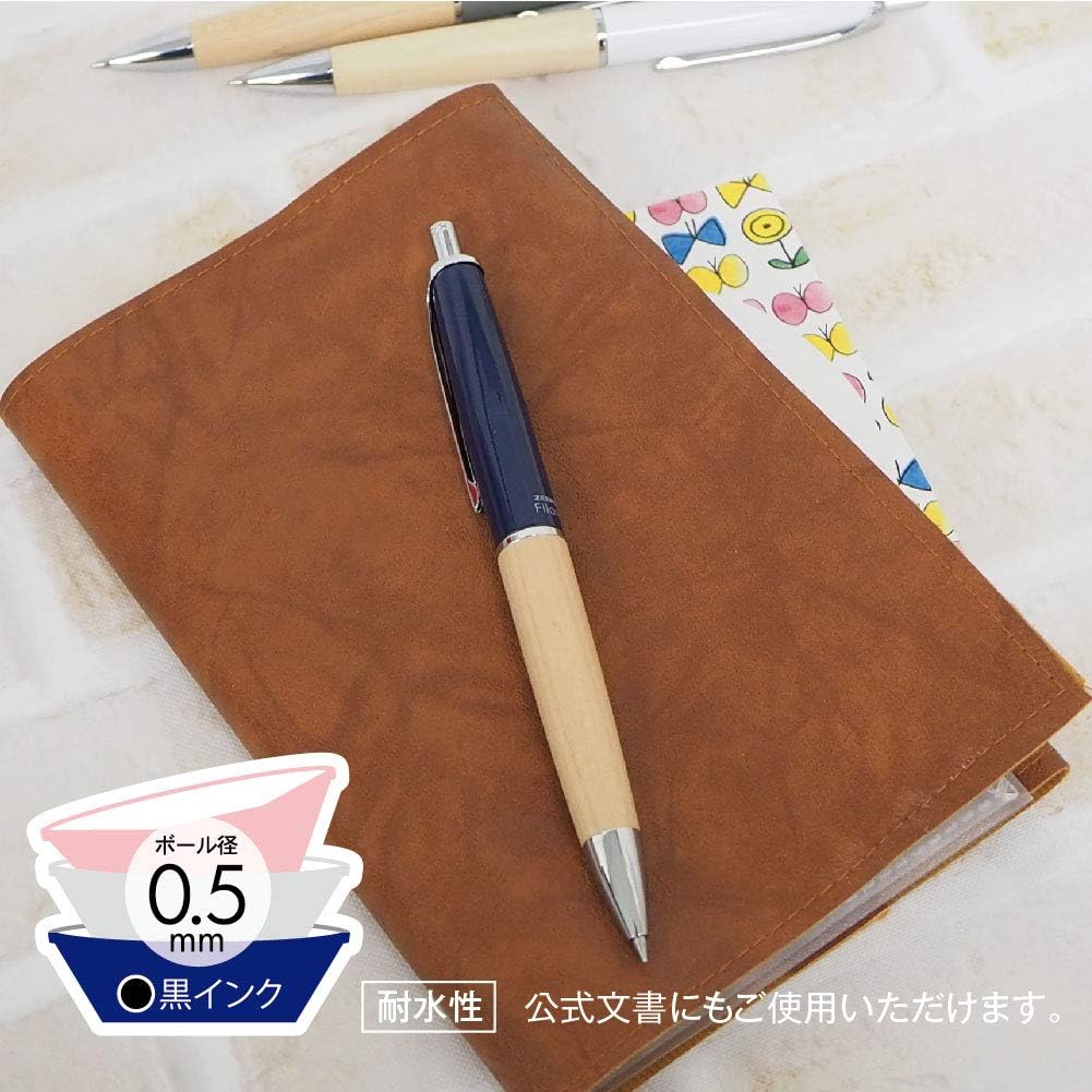 ZEBRA P-BAS76-NA-GR Oil-Based Ballpoint Pen, Fillare Wood, Retractable Type, 0.5, Limited Color, Gray