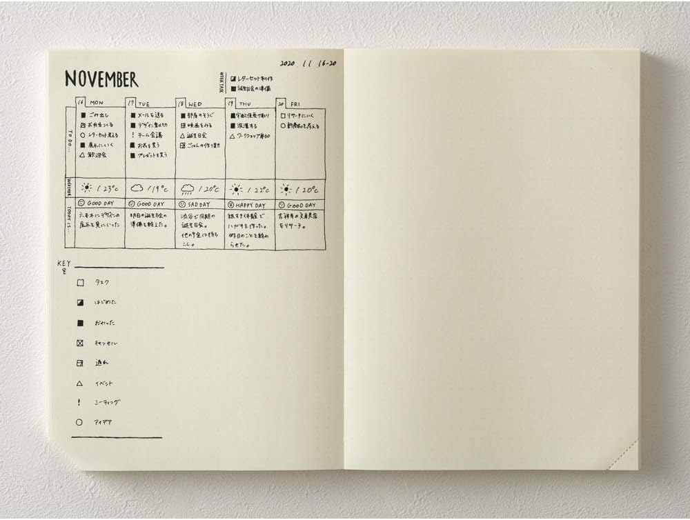 DESIGNPHIL Midori 15264006 Notebook, MD Notebook, Journal A5, 1 Page Per Day, Dot Square