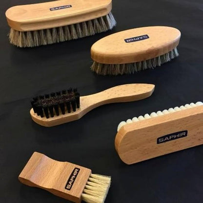 Saphir Natural Horsehair Brush - Shoe Polish Brush for Cleaning, Polishing & Buffing Leather Shoes - 7" (18cm)