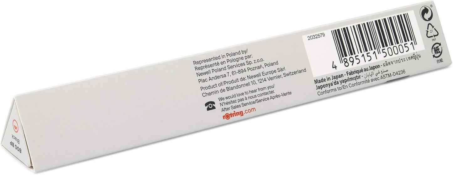 rOtring 800 Retractable Metal Ballpoint Pen, Medium Point, Black Ink, Black Barrel, Refillable, Great Gift for Coworker