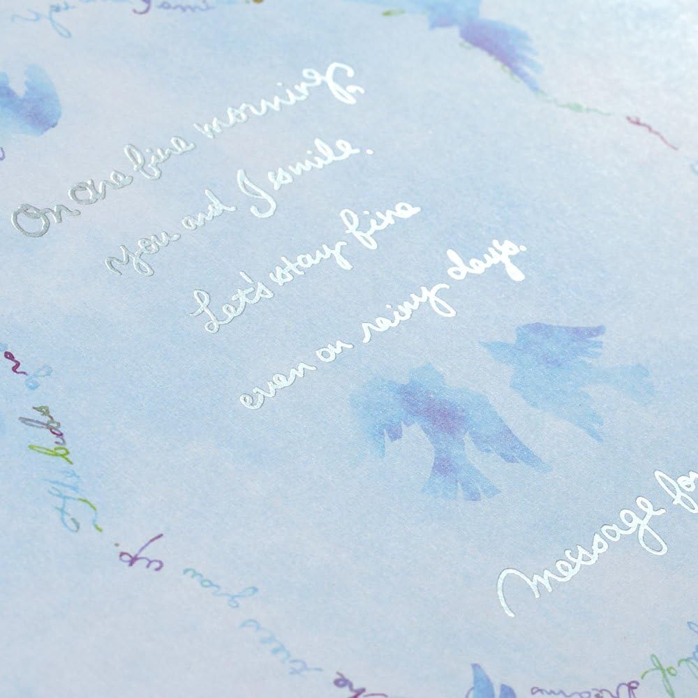 Midori 33147006 Colored Paper, Bi-Fold, Colored Paper, Floral Pattern, Blue