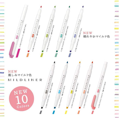 ZEBRA Highlighter Mildliner, 5 Bright Color Set (WKT7-5C-HC)