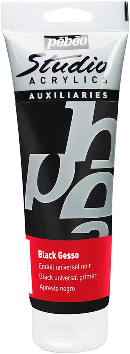 Pebeo Studio Acrylics Auxiliaries, Gesso Universal Primer, 250 ml - Black