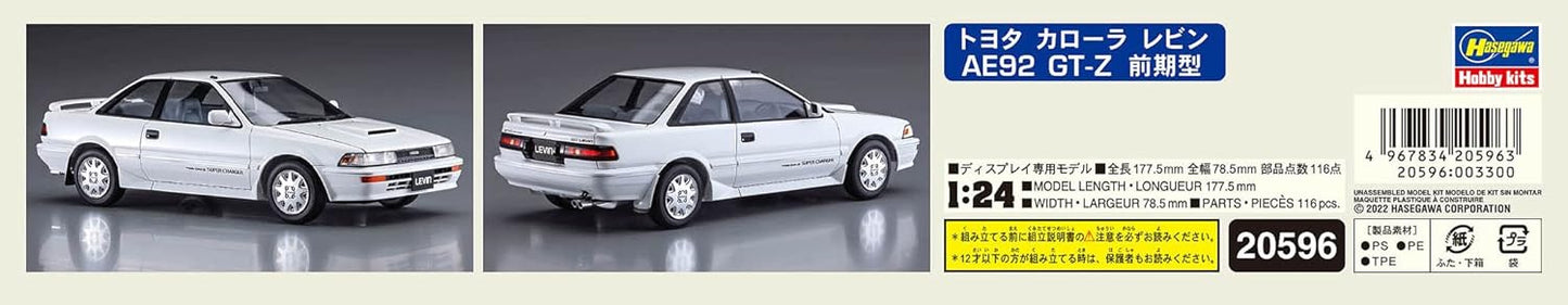 Hasegawa 1/24 Toyota Crolla Levin AE92 GT-Z Early 1987 Version