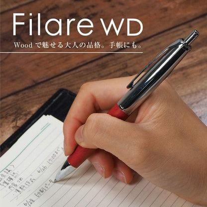 ZEBRA P-BA76-WDS Oil-Based Ballpoint Pen, Fillare Wood, Retractable Type, 0.7, Silver