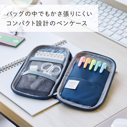 LIHIT LAB Compact Pen Case (Pencil Case), Water & Stain Repellent,3.5" x 6.5'', Black (A7687-24)