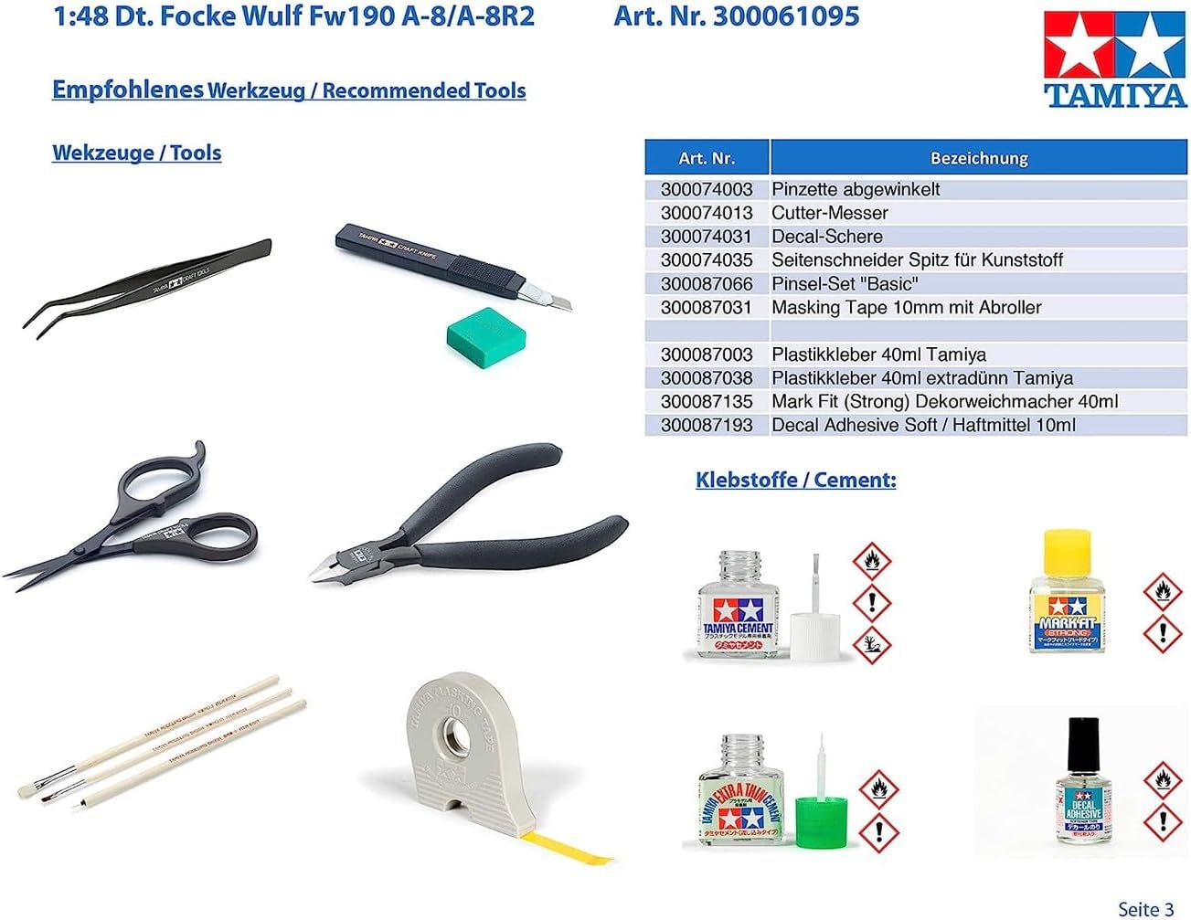 Tamiya 61095 1/48 Focke-Wulf FW190 A-8/A-8 R2 Plastic Model Airplane Kit