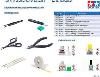 Tamiya 61095 1/48 Focke-Wulf FW190 A-8/A-8 R2 Plastic Model Airplane Kit