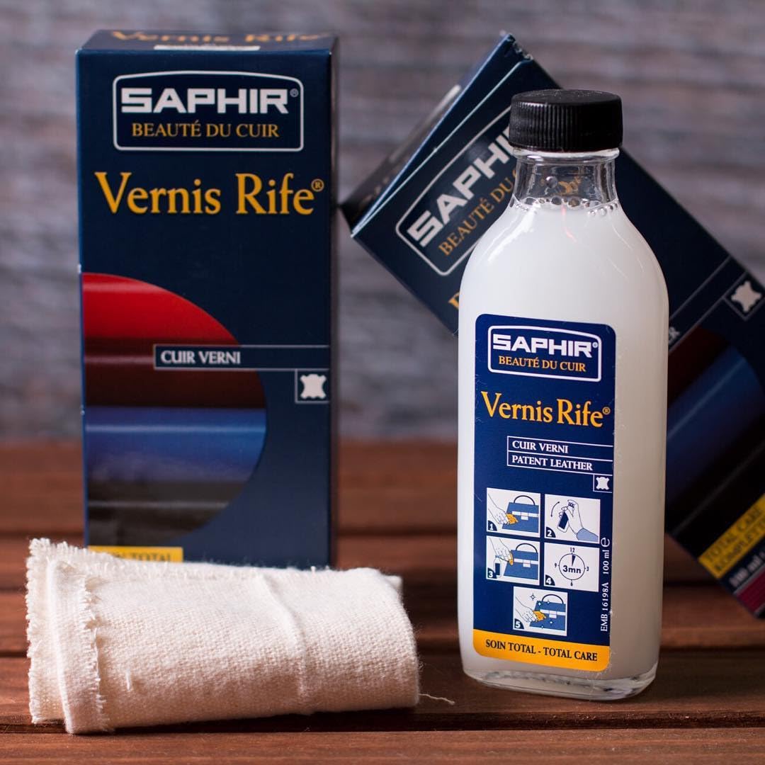 SAPHIR Vernis Rife - Patent Leather Cleaner - Shine, Clean and Protect against Cracking - Black - 100mL