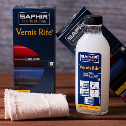 SAPHIR Vernis Rife - Patent Leather Cleaner - Shine, Clean and Protect against Cracking - Black - 100mL