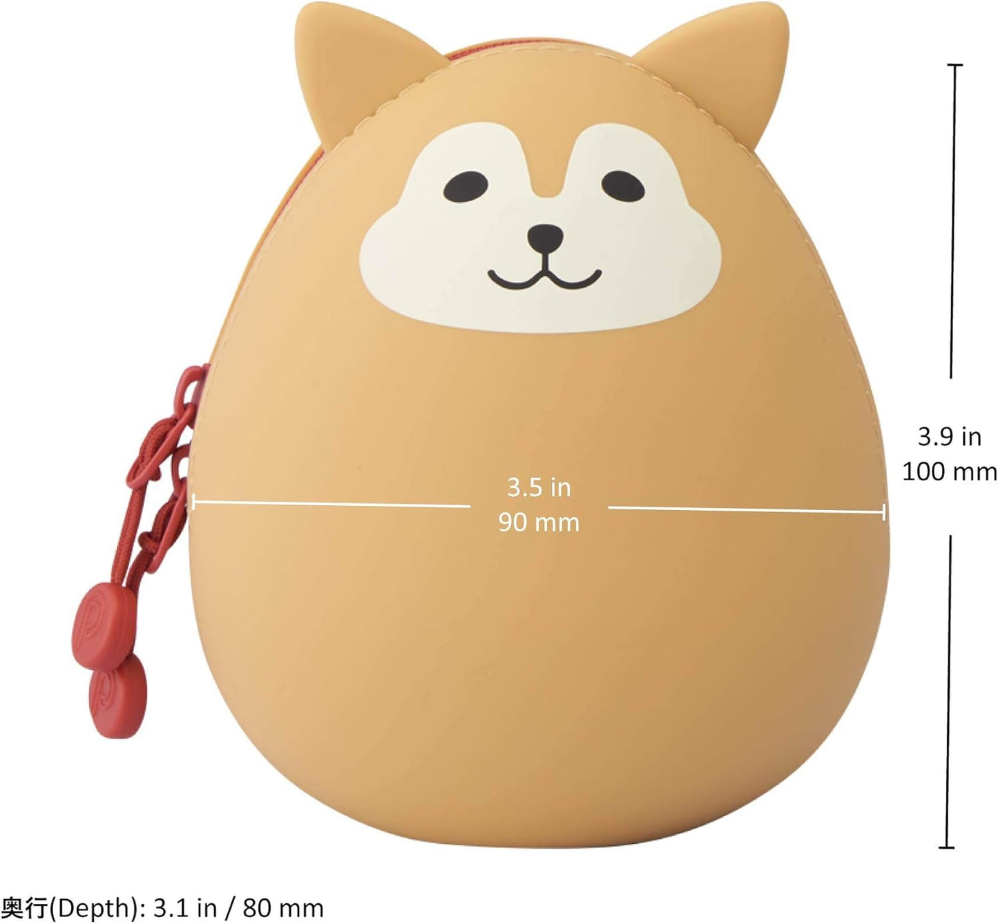 LIHITLAB PuniLabo Mini Zipper Pouch, Egg-Shaped, 2.2" x 2.4", Penguin (A7782-10)
