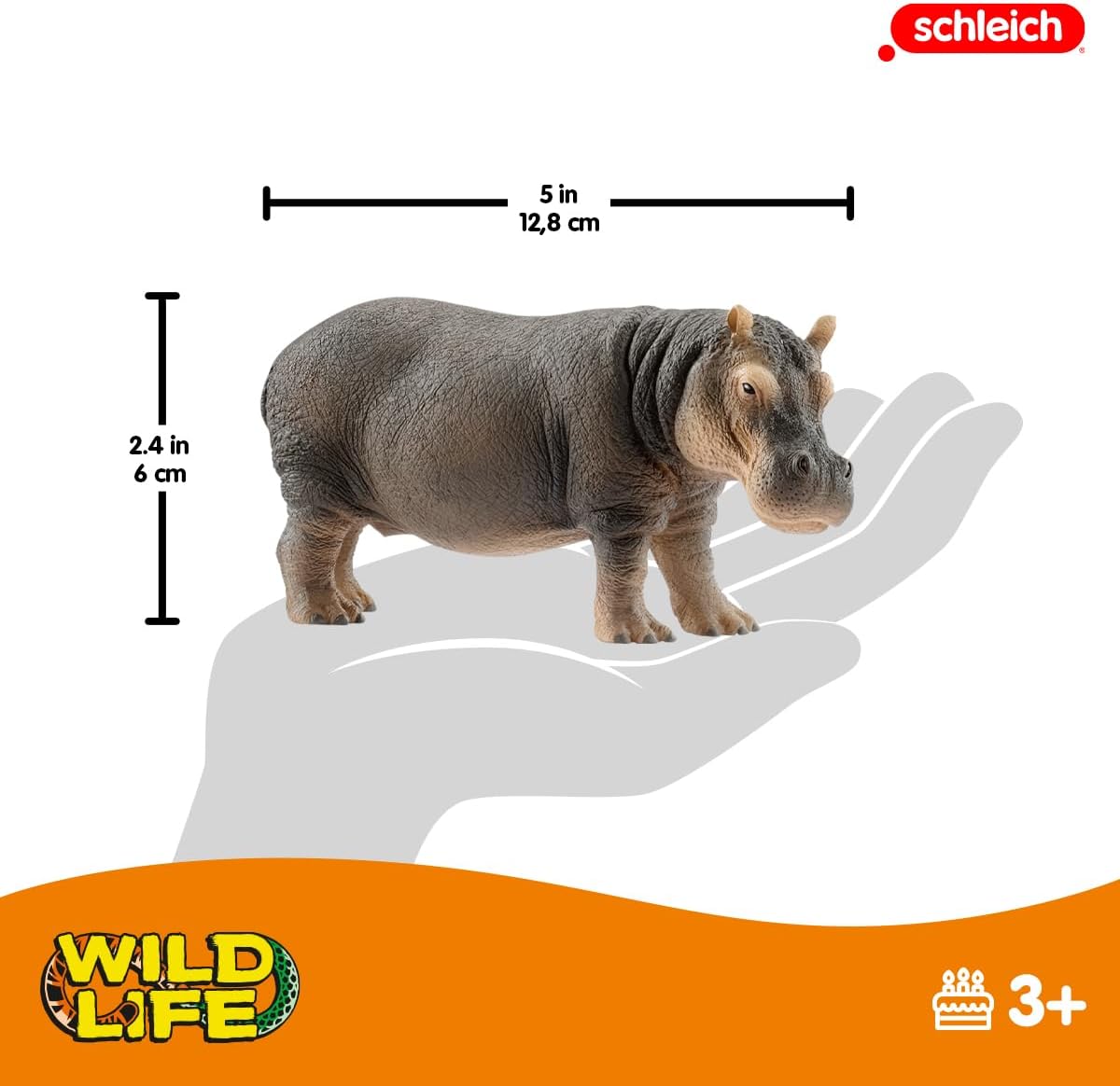 Schleich Wild Life Realistic Detailed Hippopotamus Figurine - Wild Hippo Figurine Toy for Play and Education, Highly Durable and Detailed, for Boys and Girls, Gift for Kids Ages 3+