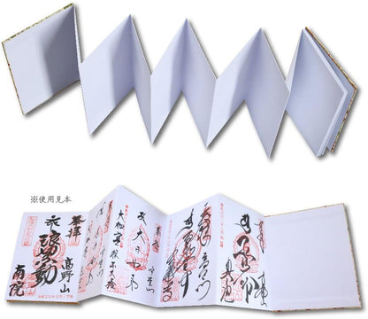 [HOTOKUDO] 'Goshuin-cho' Japanese pilgrimage stamp(note) book with protective cover. (Bellows type, Navy. 40 pages, Brocade. H: 6.42" W: 4.41"