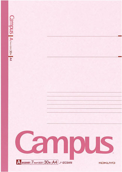Notebook with pink binding and 'Campus' branding on a white background