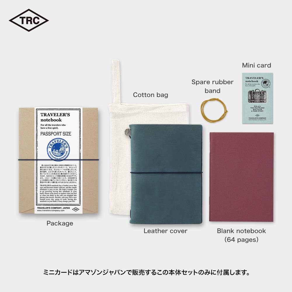 DESIGNPHIL Traveler's Notebook, Passport Size, Limited Edition, Card Included, Blue 91209661
