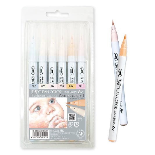 Kuretake Zig Clean Color Real Brush 6 Colors Set Portrait Colors ‰ÉÊ