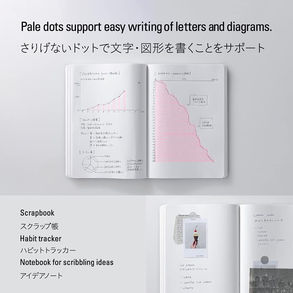 Nitoms S4147 STALOGY Notebook, 365 Days Notebook, A5, Dot Square, Black