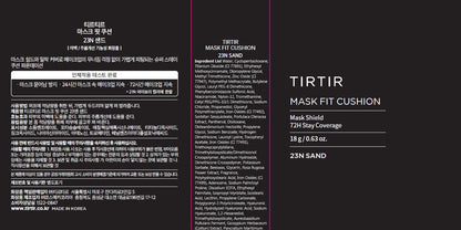 TIRTIR Mask Fit Black Cushion Foundation - Japan's No.1 Choice for 72-Hour Flawless Coverage with Semi-Matte Finish (Mini (0.15 oz.), 23N Sand)