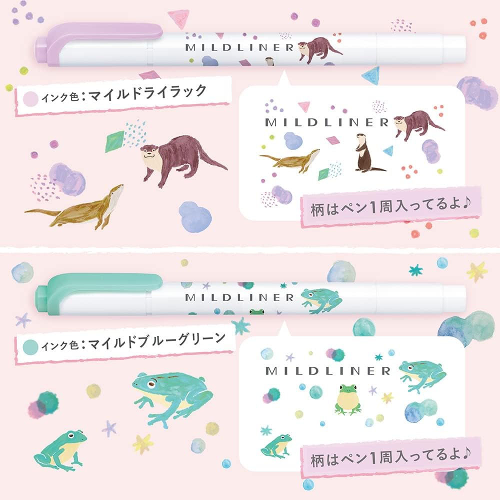 ZEBRA Mildliner WKT7-AS-5C-A Highlighter, Set of 5 Colors, Animal