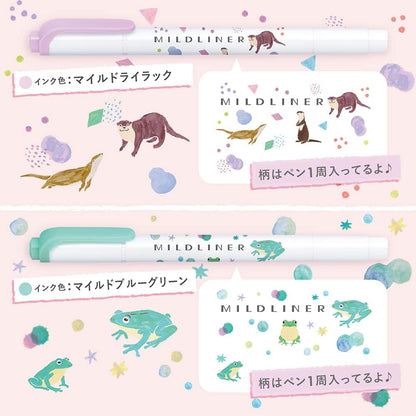 ZEBRA Mildliner WKT7-AS-5C-A Highlighter, Set of 5 Colors, Animal