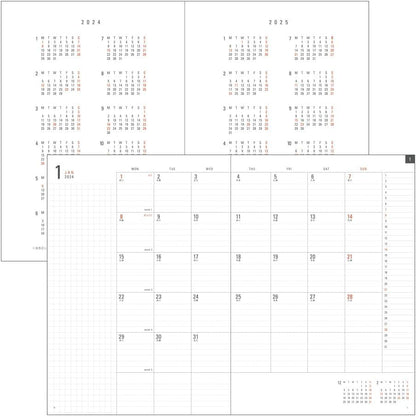 Midori Flat Diary, 2024, A4, Monthly, Black, 22281006 (Begins October 2023)