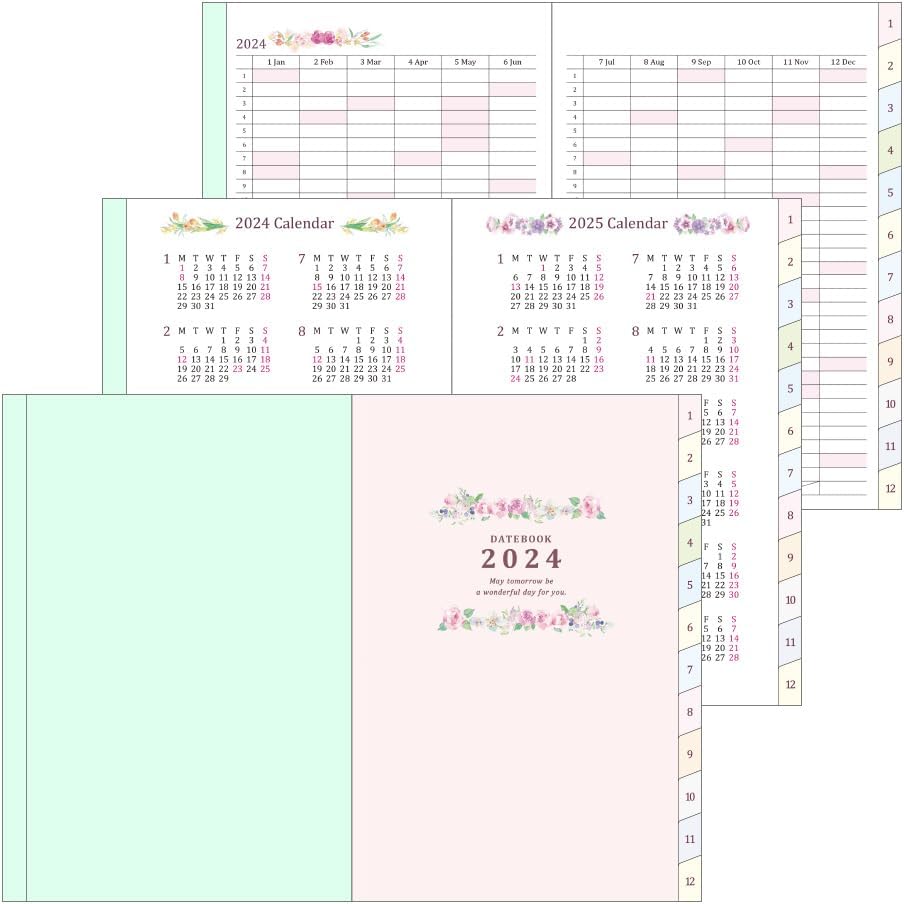 Midori Pocket Diary 22256006 Weekly Planner, 2024, B6, Cat Pattern, Starts January 2024 (country time floral pattern)