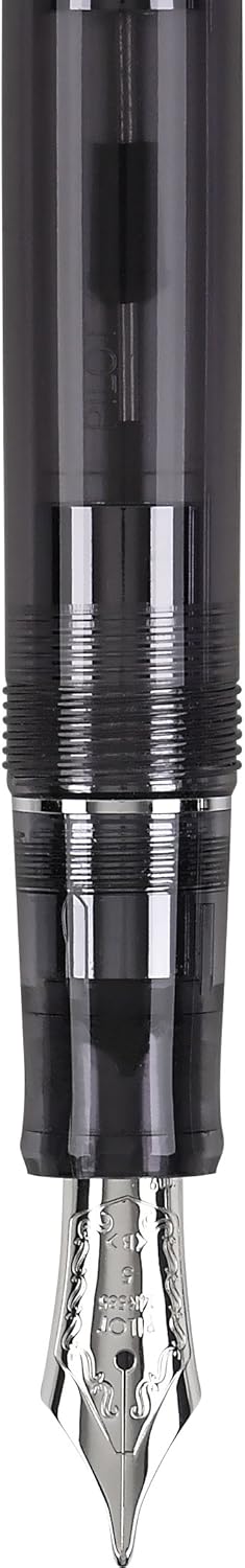 PILOT Custom 74 Fountain Pen, Black Smoke Barrel, Medium Nib (60955) front view
