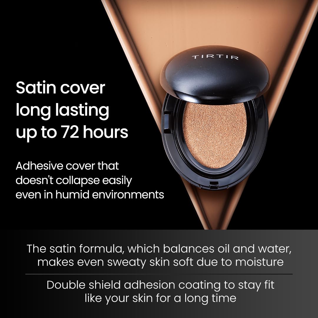 TIRTIR Mask Fit Black Cushion Foundation - Japan's No.1 Choice for 72-Hour Flawless Coverage with Semi-Matte Finish (Mini (0.15 oz.), 23N Sand)