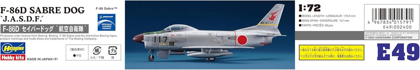 Hasegawa 1/72 Air Self-Defense Force F-86D Saber Dog Plastic Model E49